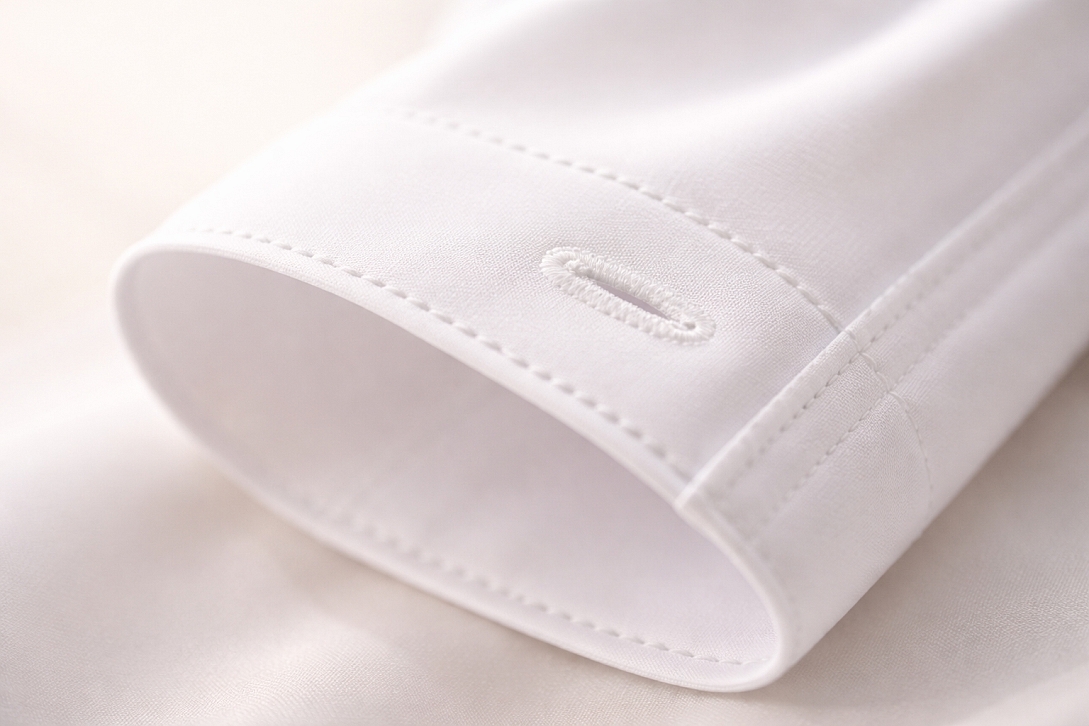 intricate stitching on white cuff